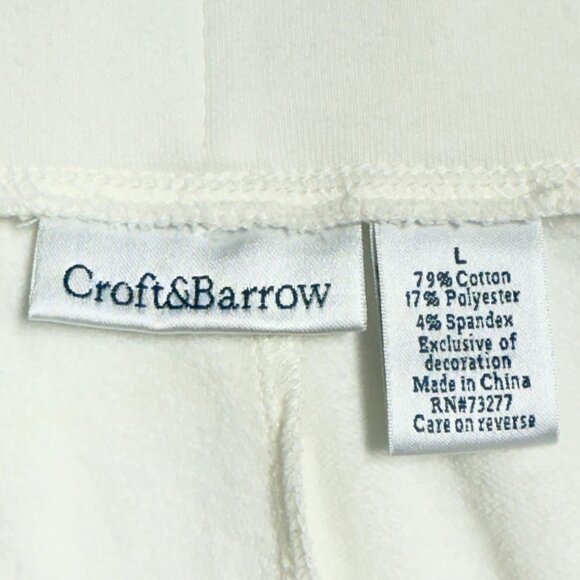 Croft & Barrow Women Straight Leg Pull-on Elastic/Drawstring Cream Pants Size L - Picture 7 of 11